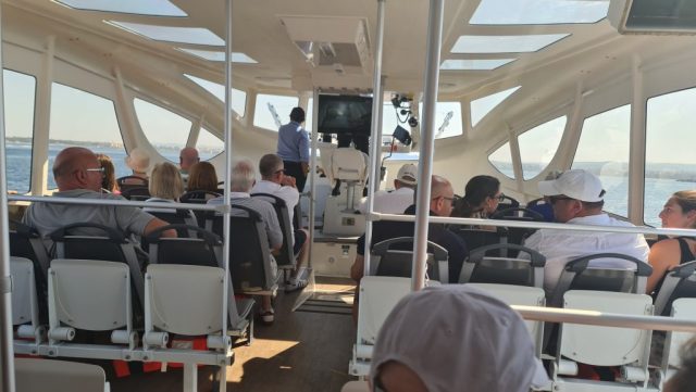 We have to take the tender boat to the shore when we can't dock directly