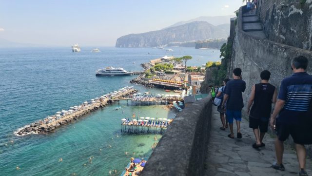 Winding cliff-face path to the beach in Sorrento